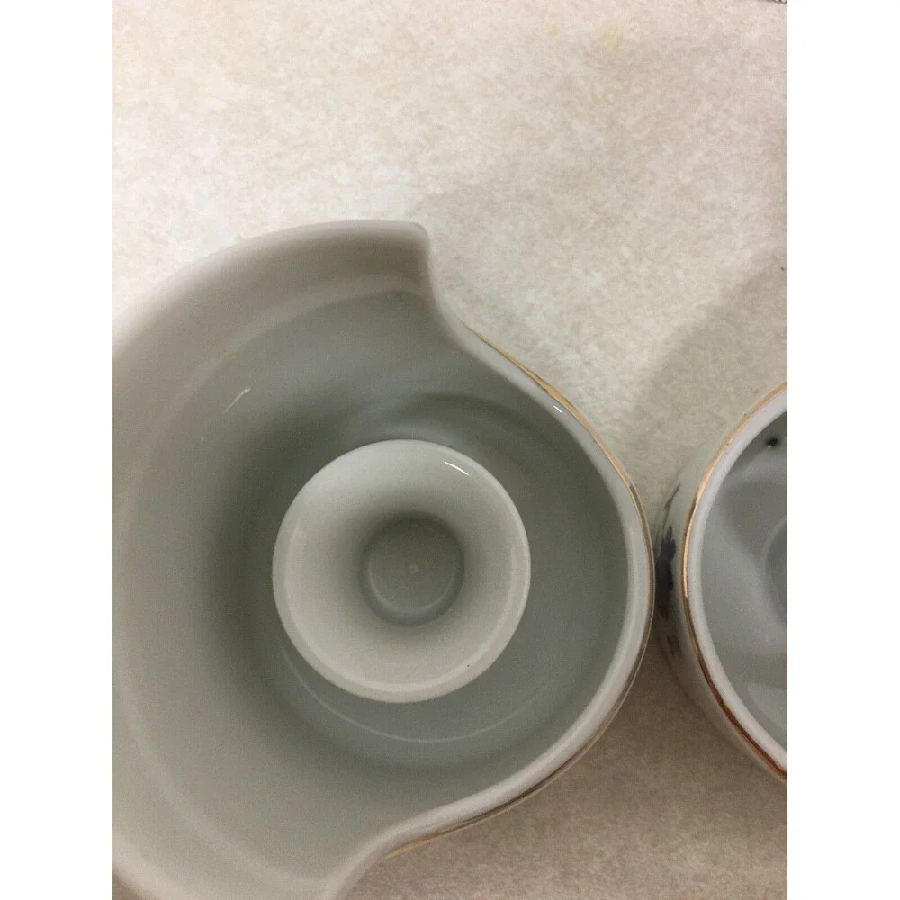 Vintage 2 Candle Holder Coffee Mug Design Purple Flowers Made In JAPAN PWF